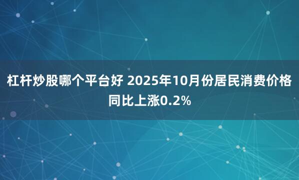 杠杆炒股哪个平台好 2025年10月份居民消费价格同比上涨0.2%